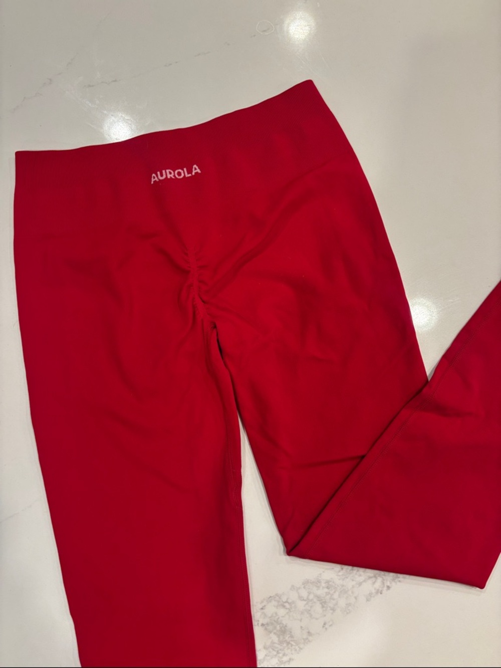 AUROLA Seamless Scrunch Leggings Red High Waisted Gym Workout Pants
